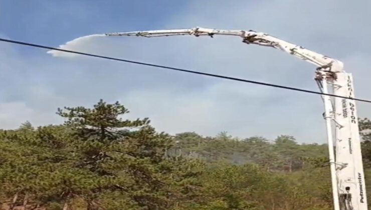 Bursa’da beton pompasıyla alevlere su sıktılar