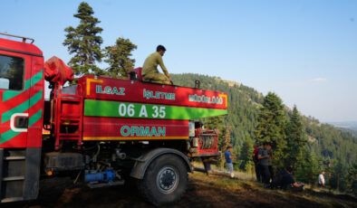 Çankırı’da orman yangını ile çaba: Araç üzerinde namazını kıldı