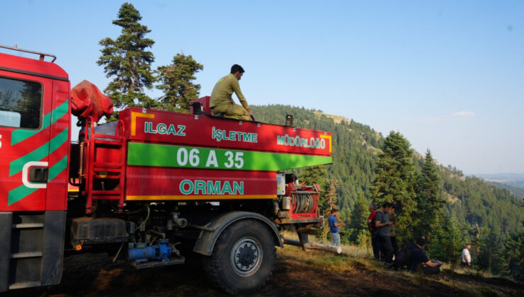 Çankırı’da orman yangını ile çaba: Araç üzerinde namazını kıldı