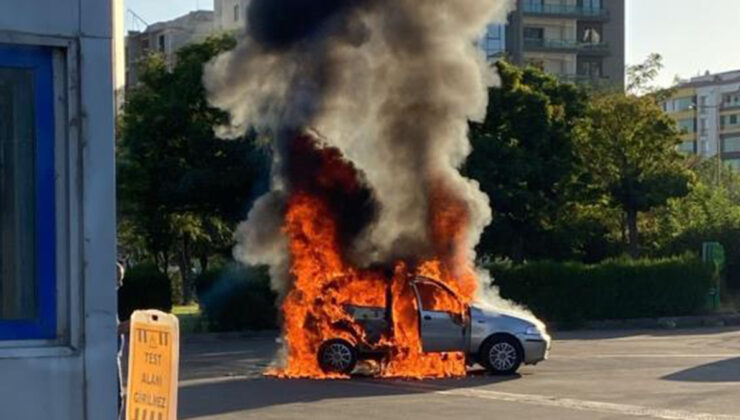 Diyarbakır’da bir şoför muayeneden geçmeyen arabasını yaktı