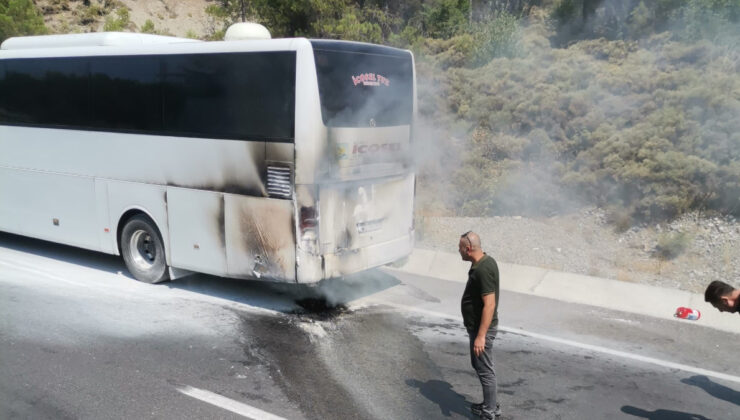 Muğla’da yolcu otobüsünde yangın paniği