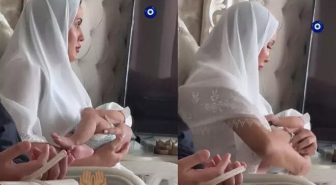 Taze anne Sahra Işık bebeği için mevlit okuttu! O anları paylaştı