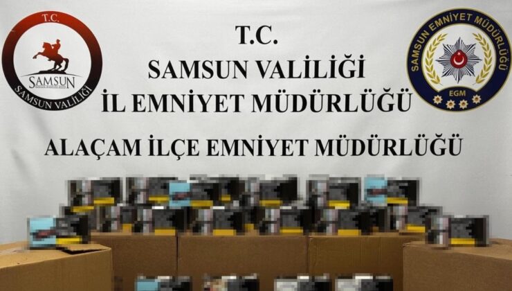 Samsun’da 50 bin adet dolu makaron ele geçirildi