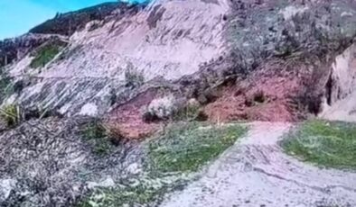 Tokat’ta güvenlik kamerası heyelan anlarını kaydetti